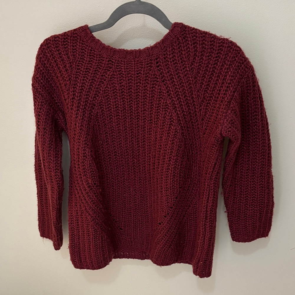 Pink Rose Maroon Crew Neck Sweater